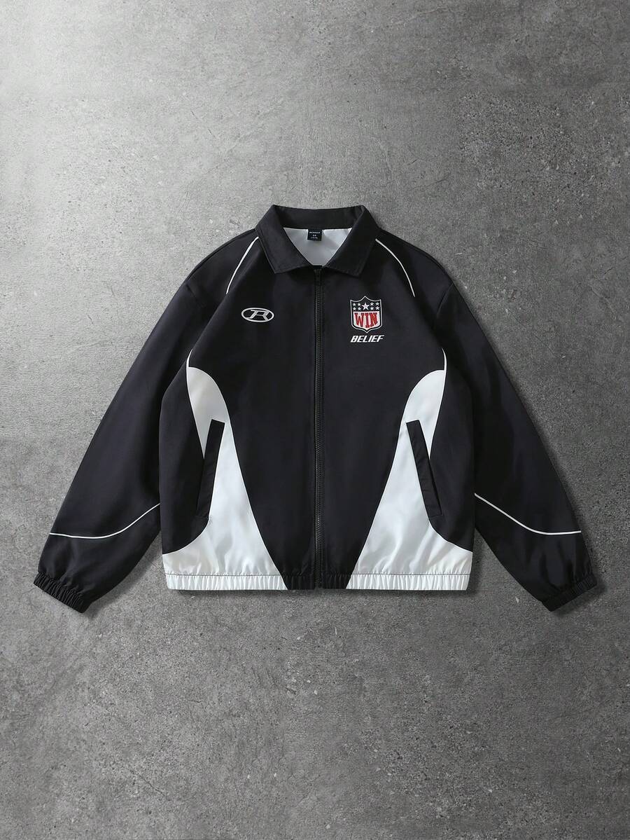 Unisex Motorcycle Graphic Print Long Sleeve Jacket