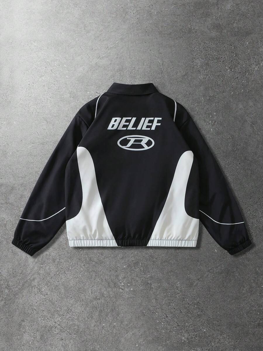 Unisex Motorcycle Graphic Print Long Sleeve Jacket