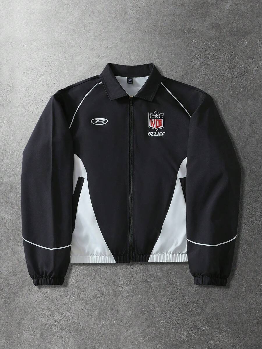 Unisex Motorcycle Graphic Print Long Sleeve Jacket