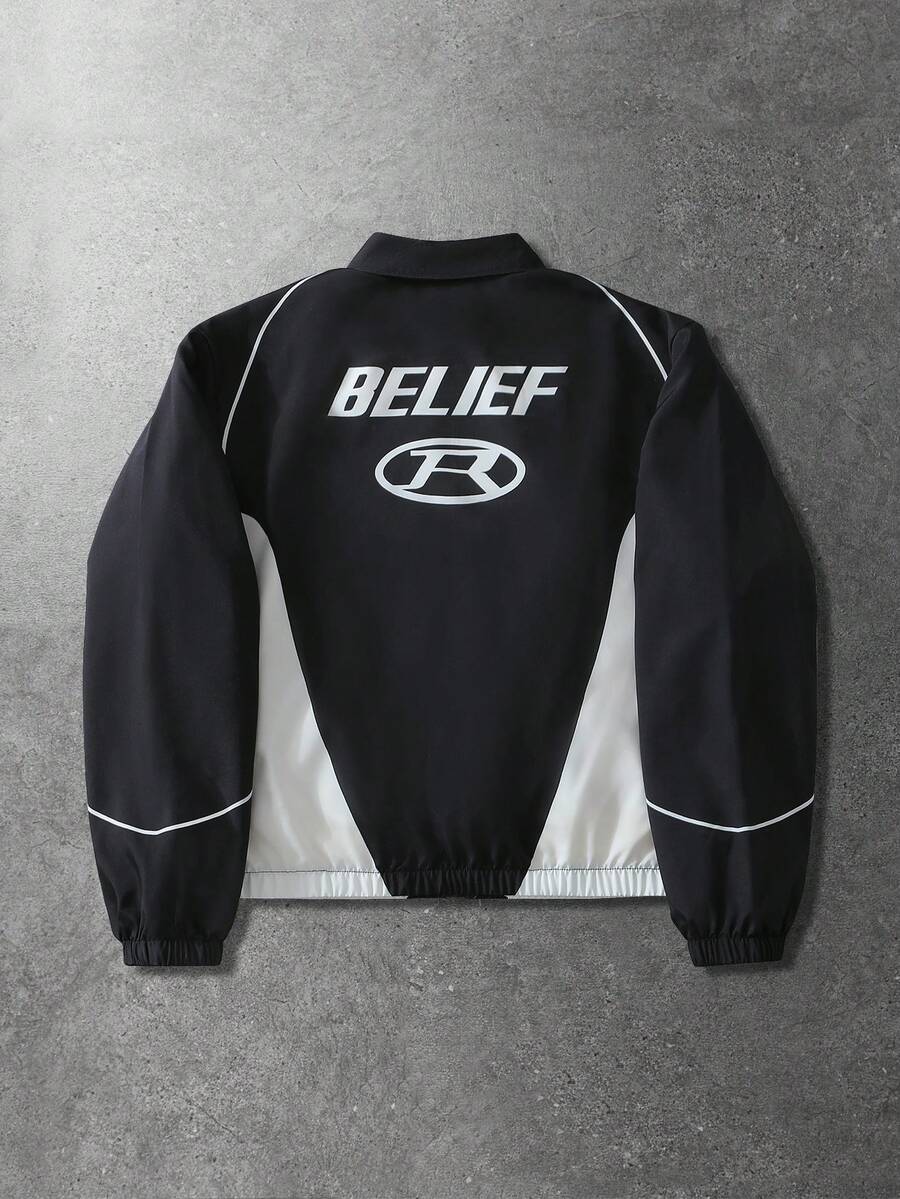 Unisex Motorcycle Graphic Print Long Sleeve Jacket