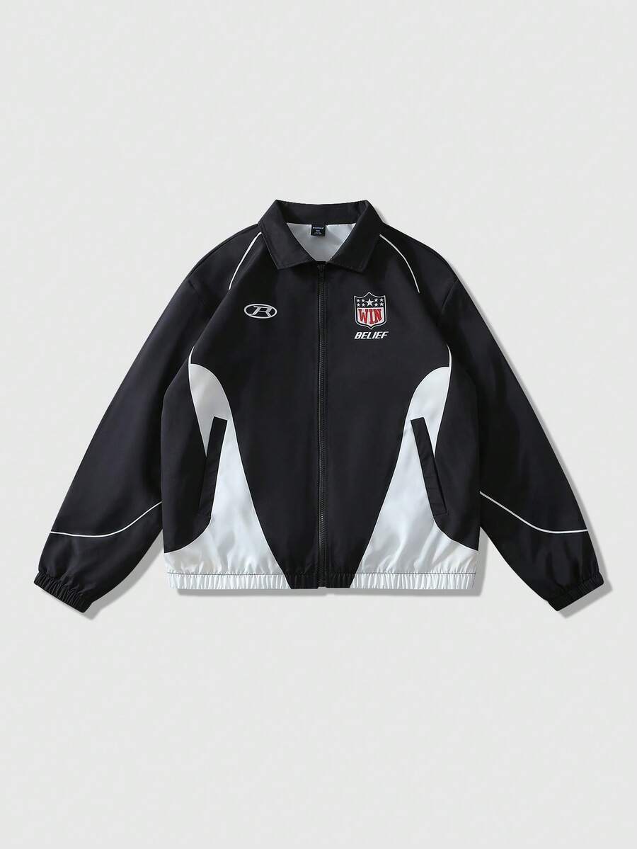 Unisex Motorcycle Graphic Print Long Sleeve Jacket