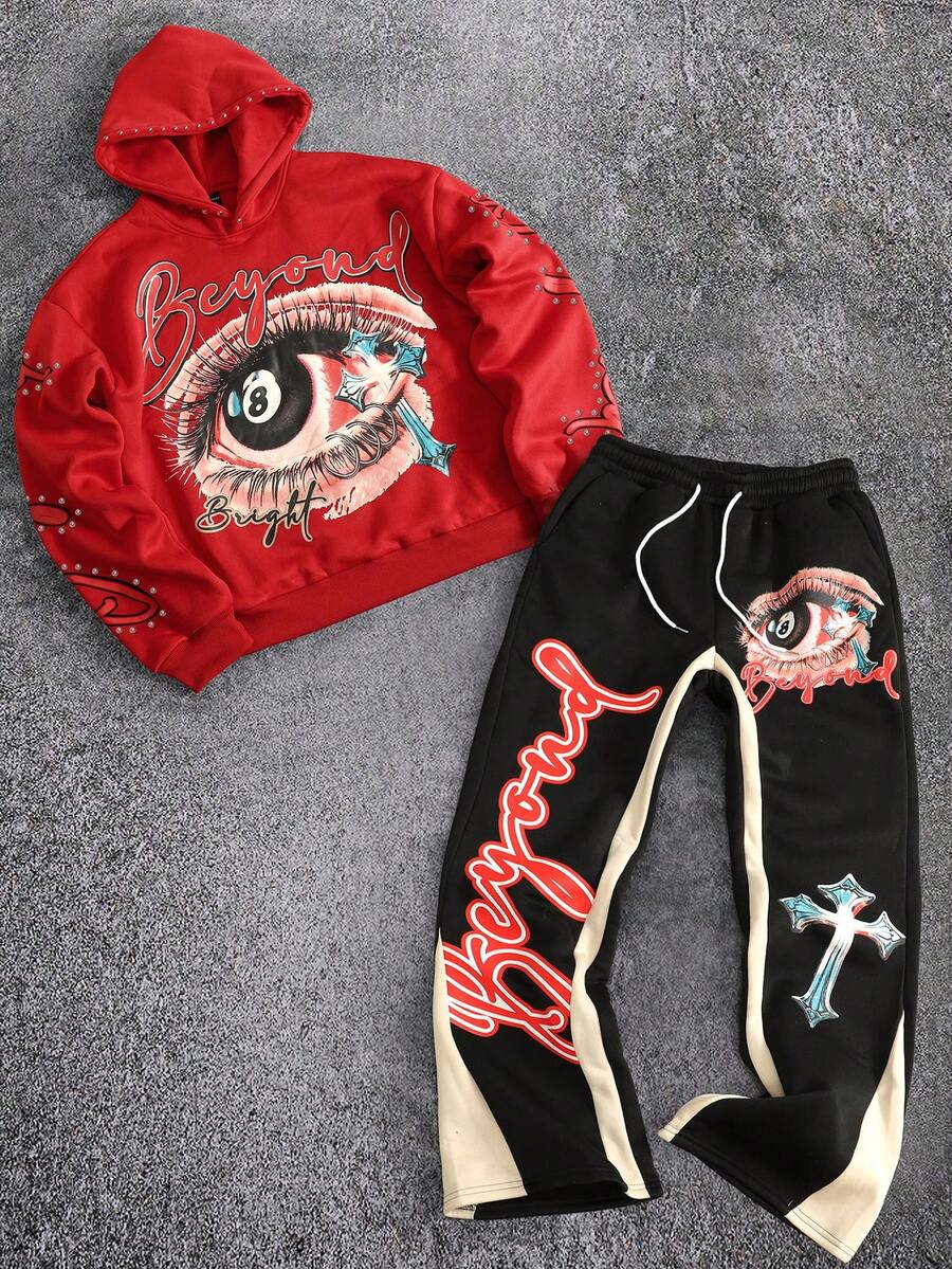 Eye Print Hoodie And Sweatpants Set