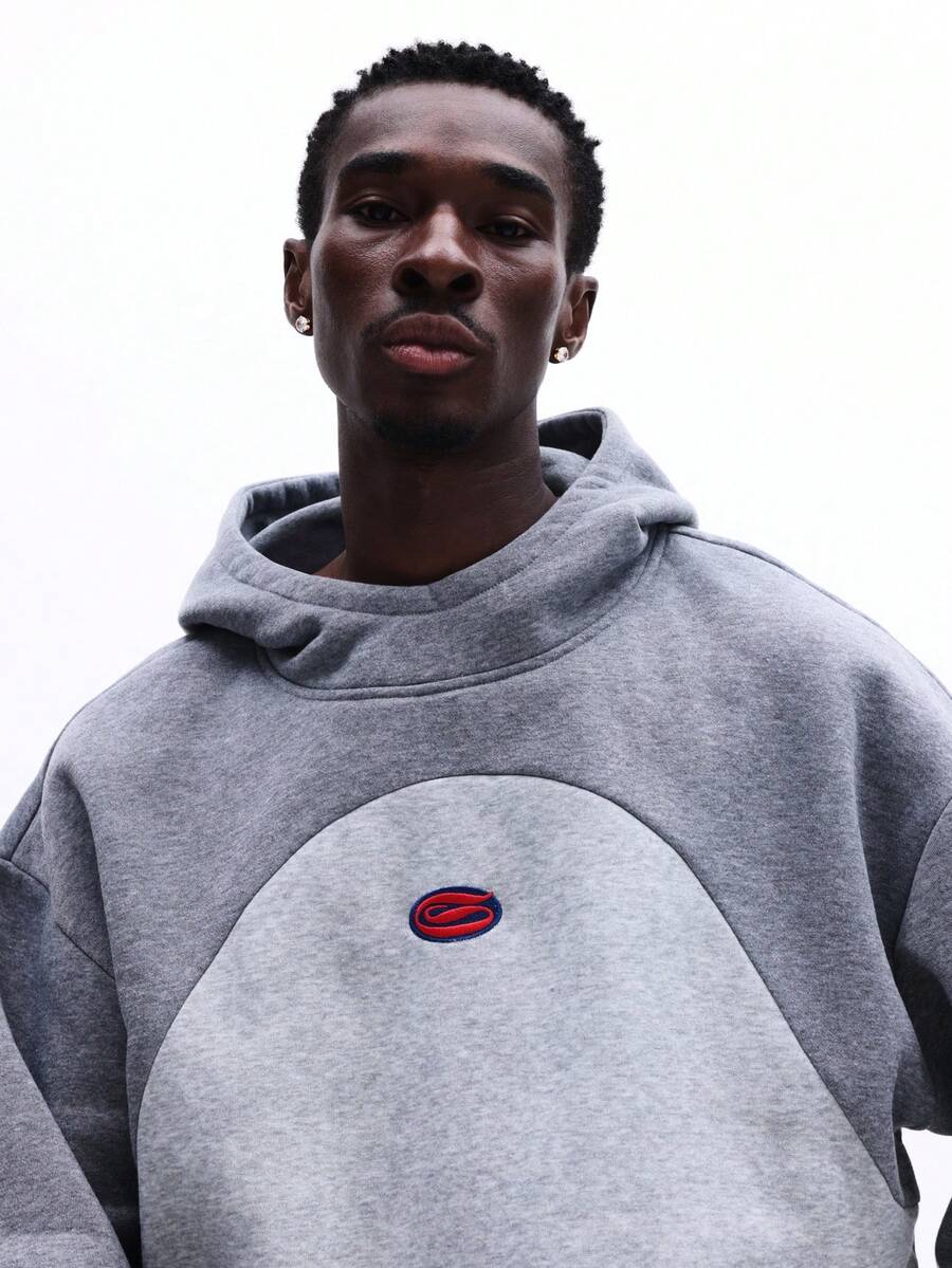 Men's Oversized Circle Design Pullover Hoodie