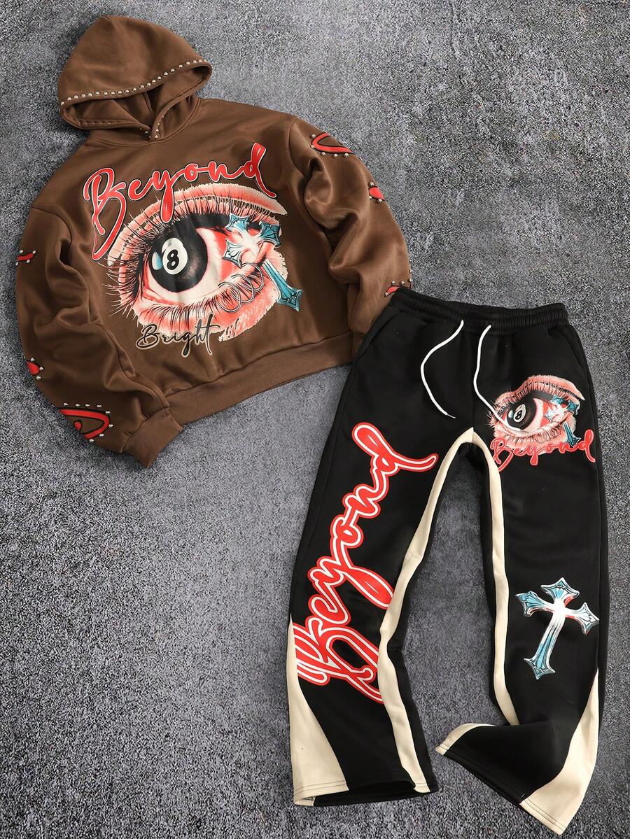 Eye Print Hoodie And Sweatpants Set