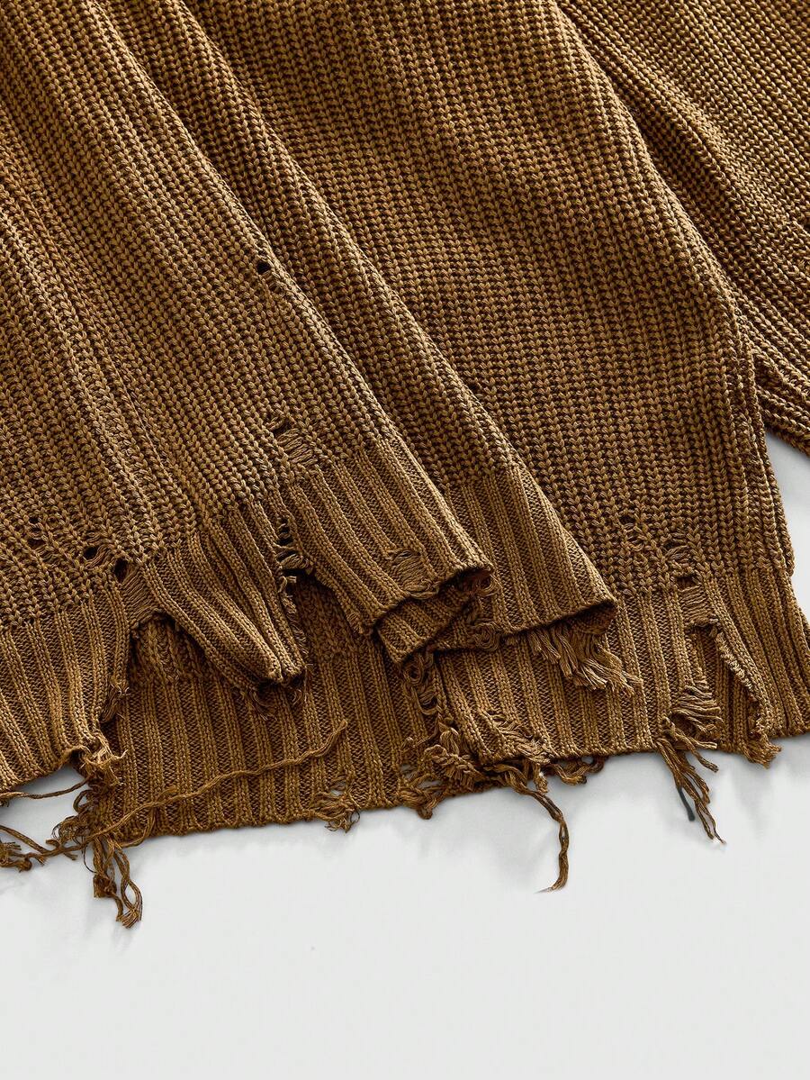 Men's Punk Distressed Knit Sweater