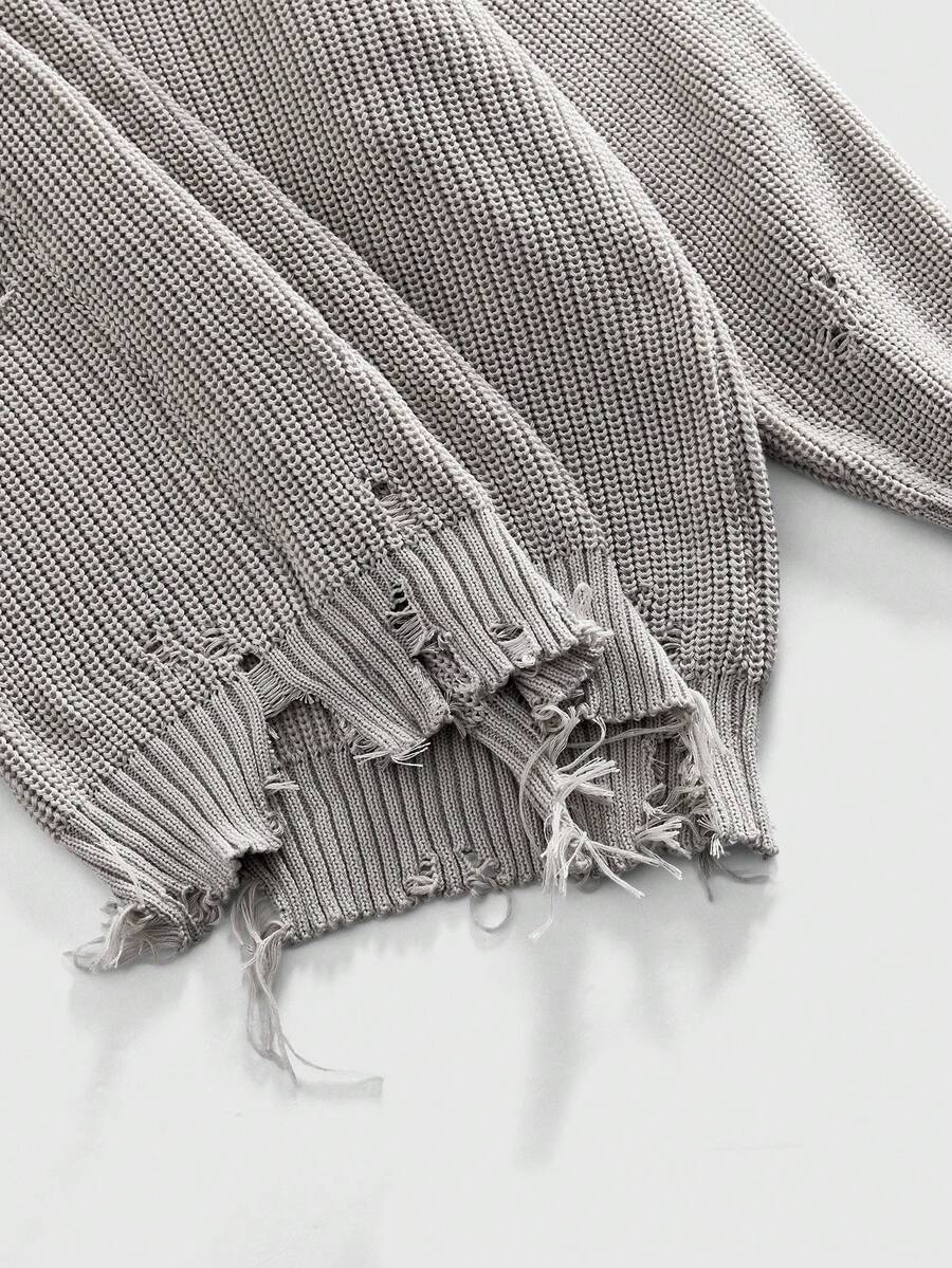 Men's Punk Distressed Knit Sweater