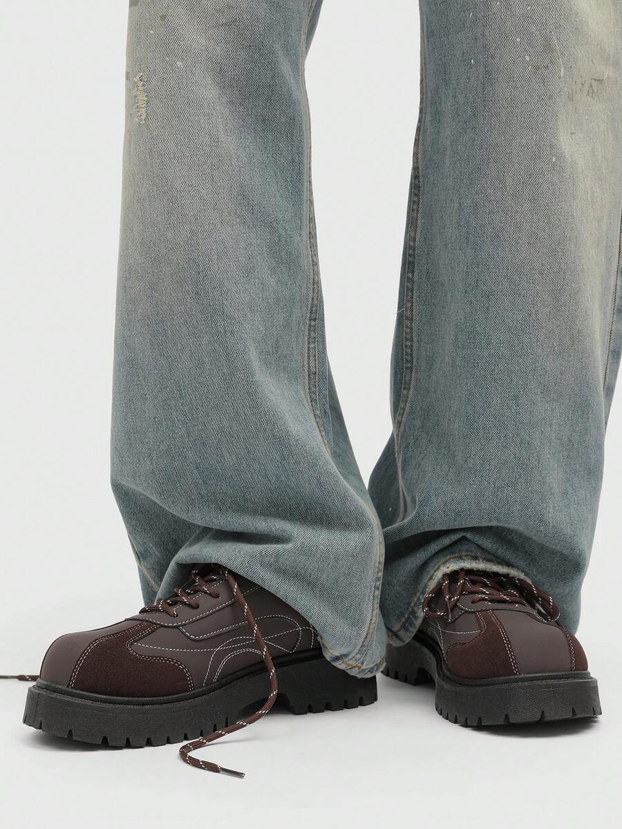 Men's Thick Sole British-Style Lace-Up Dress Shoes