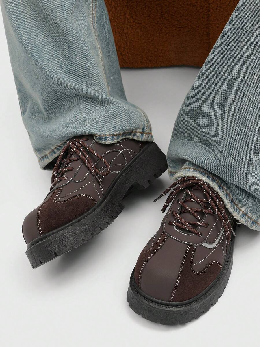 Men's Thick Sole British-Style Lace-Up Dress Shoes
