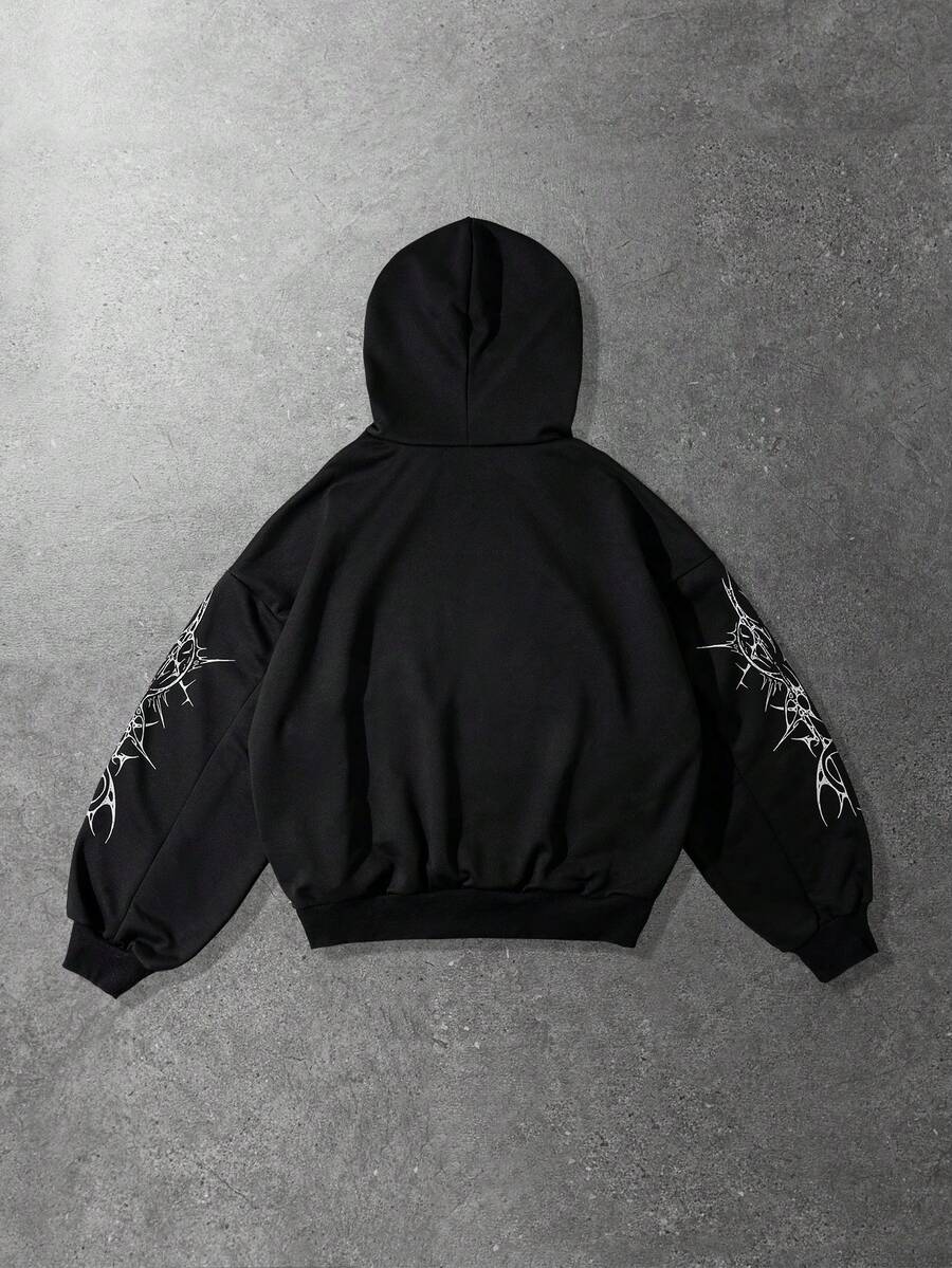 Men's Skull Cross Print Pocket Hoodie