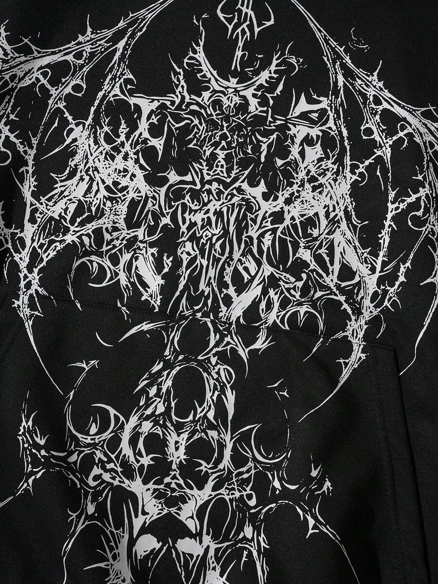 Men's Skull Cross Print Pocket Hoodie