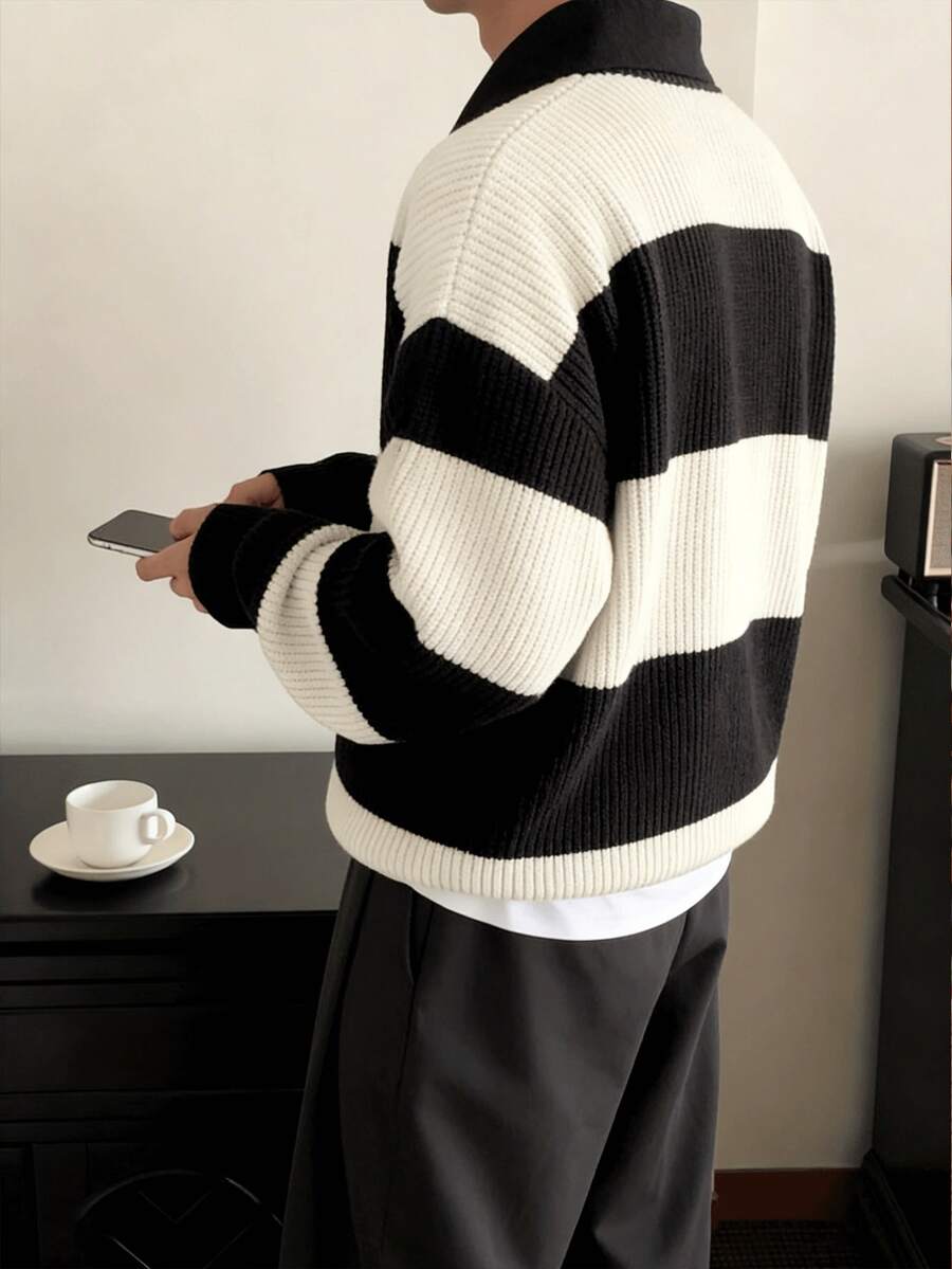 Men's Business Casual Striped Pullover Knit