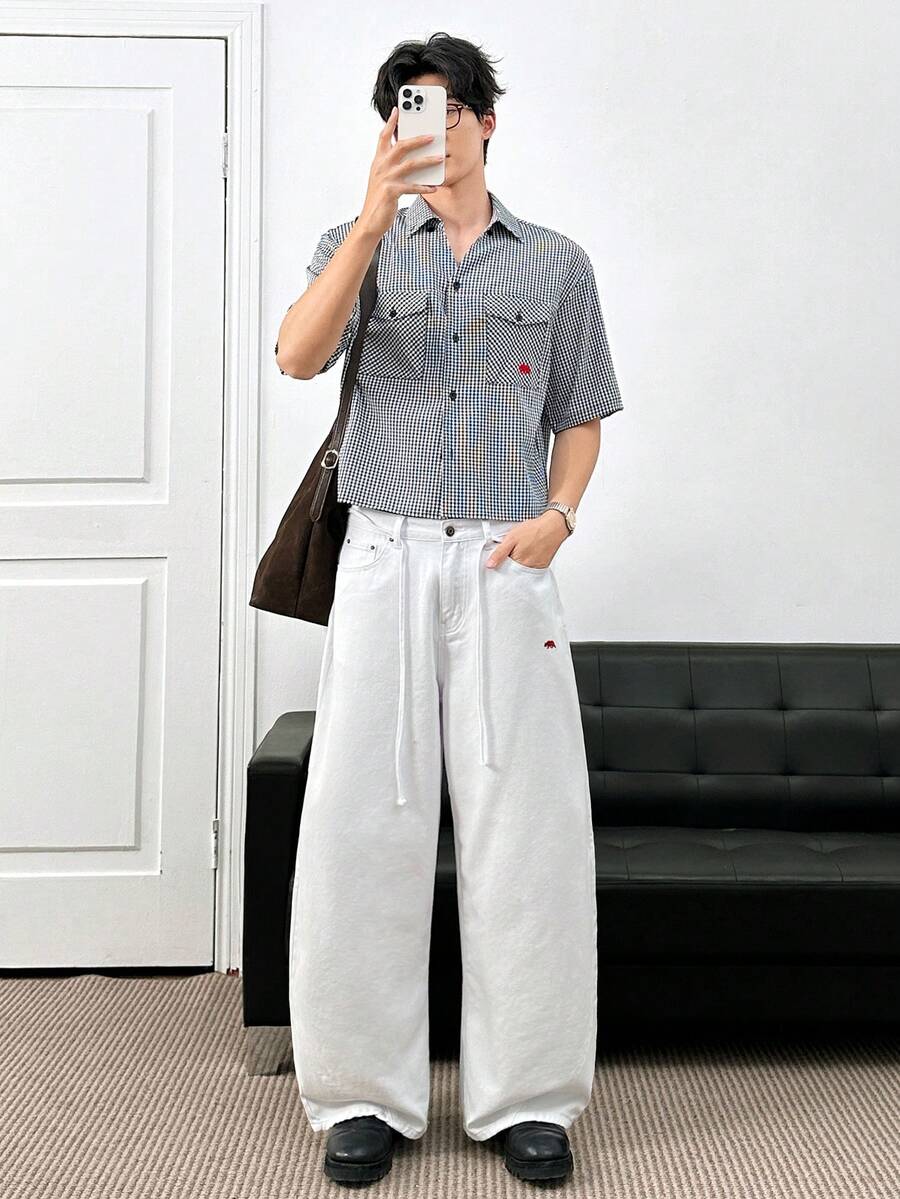 Men's Loose Fit Wide-Leg Pocket Jeans