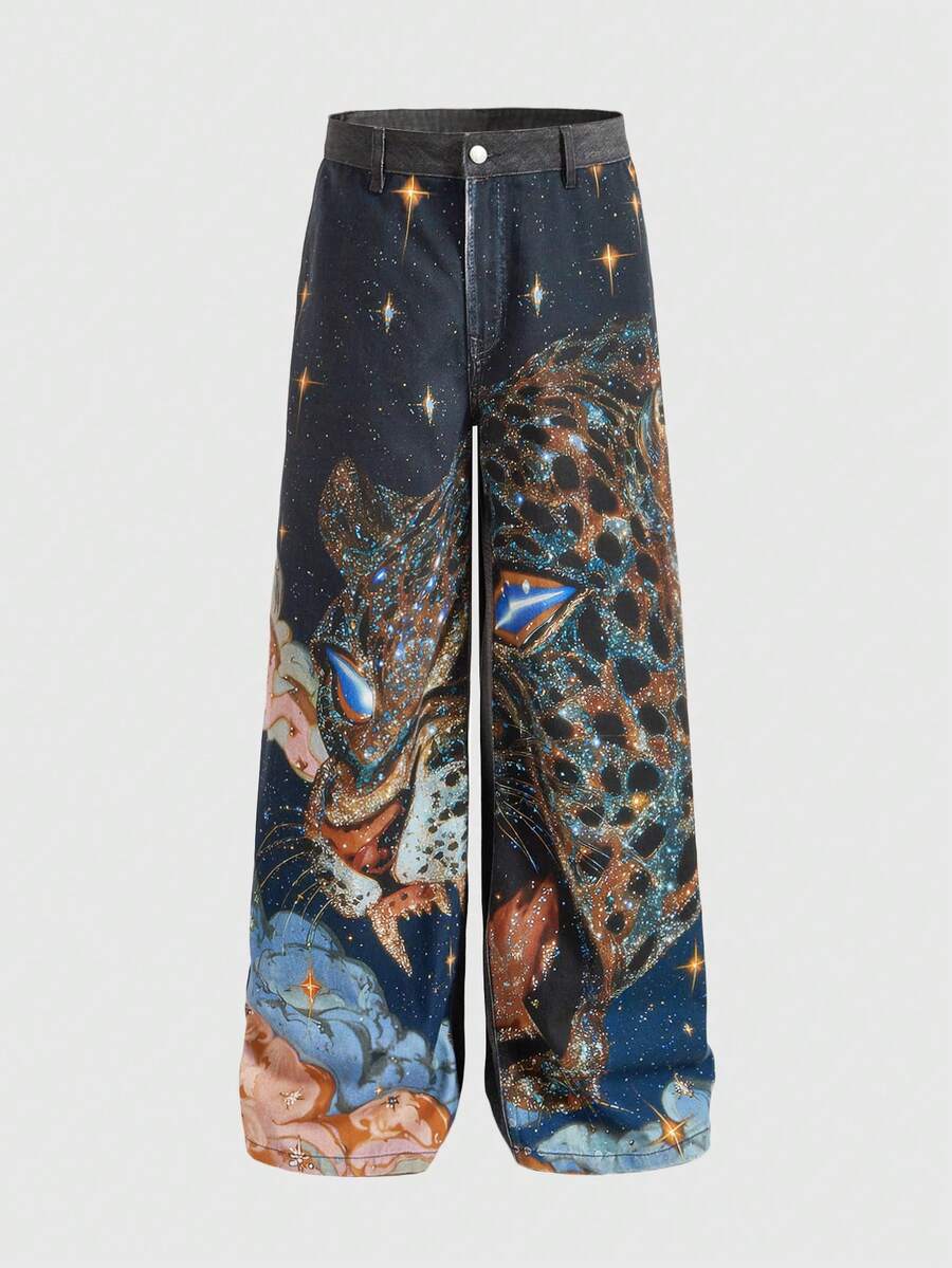 Floral Patchwork Curved Blade Jeans