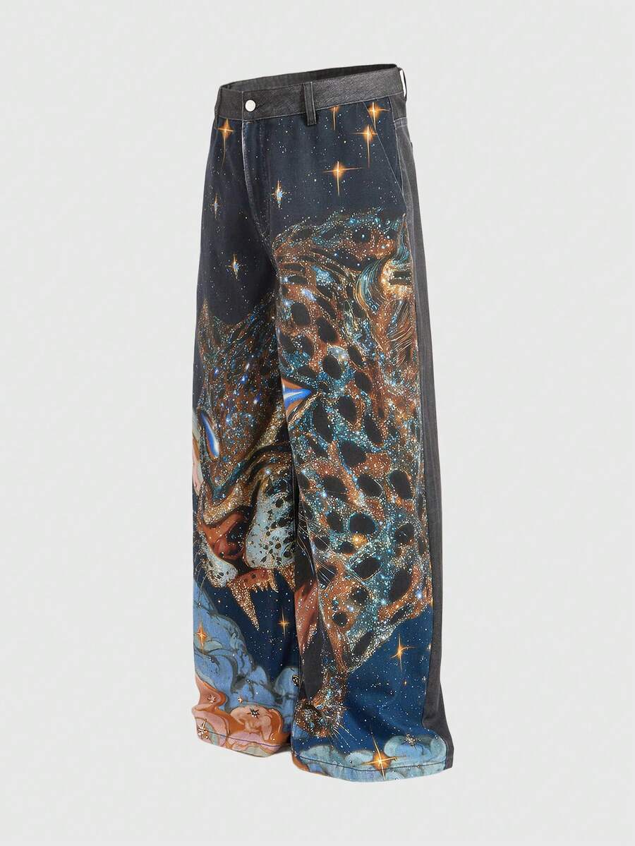 Floral Patchwork Curved Blade Jeans