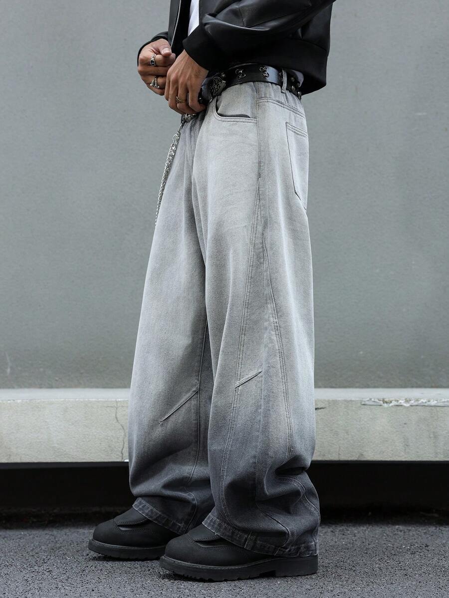 Men's Casual Loose Fit Distressed Flared Jeans