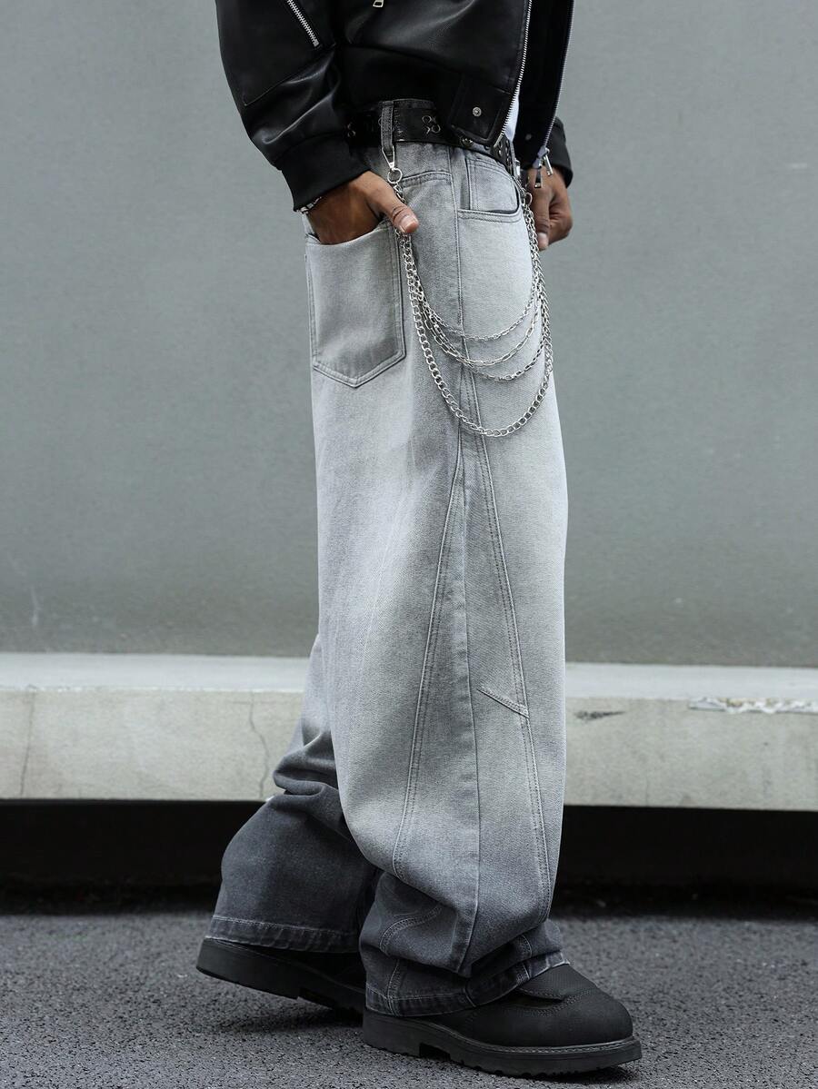 Men's Casual Loose Fit Distressed Flared Jeans