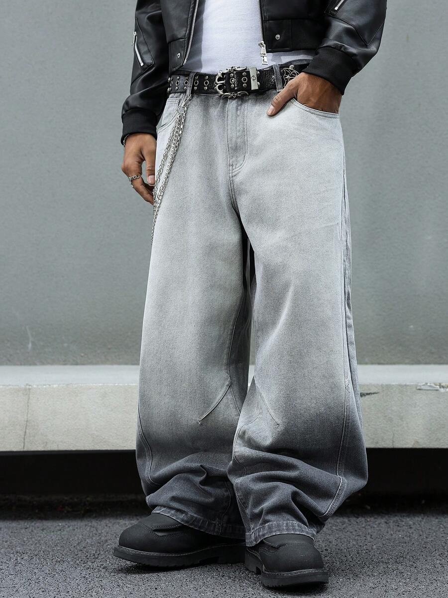 Men's Casual Loose Fit Distressed Flared Jeans