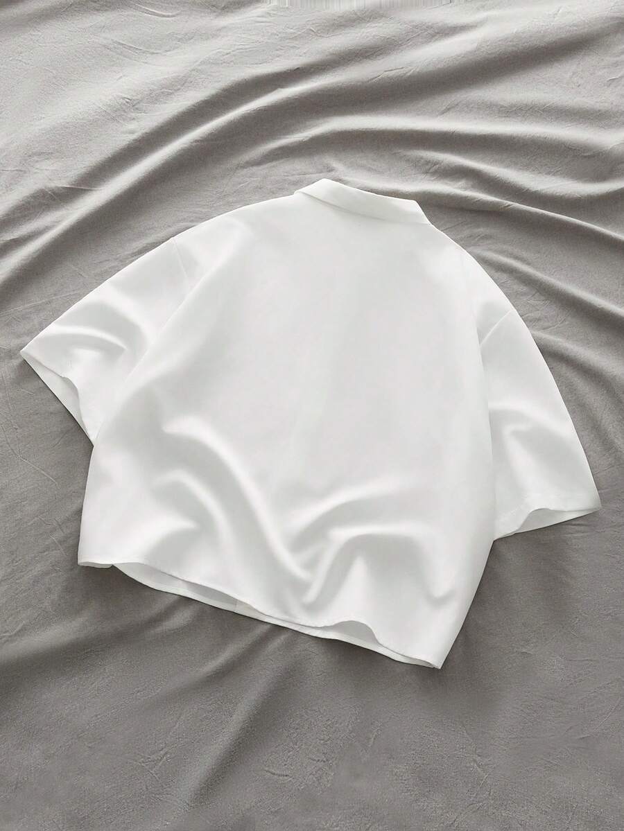 Men's Plaid Woven Short Sleeve Cropped Shirt