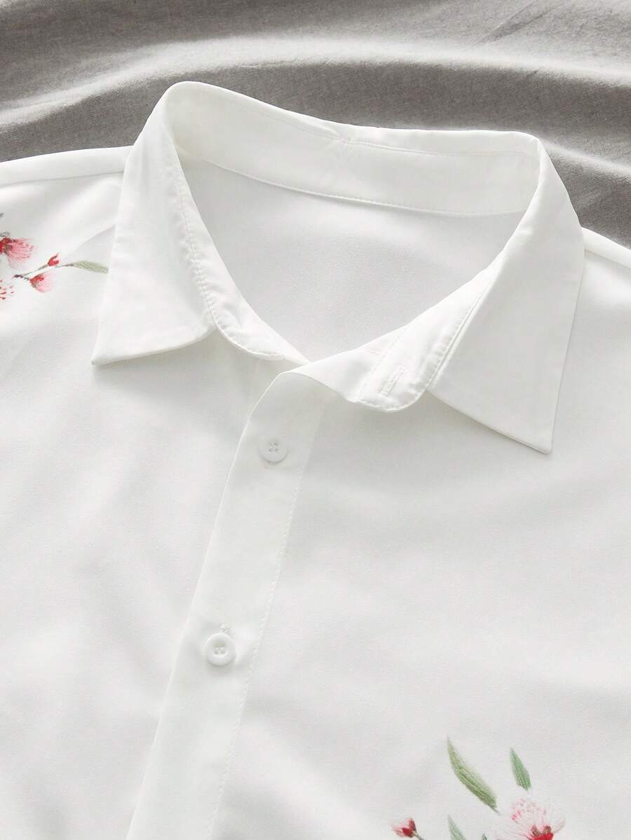 Men's Plaid Woven Short Sleeve Cropped Shirt