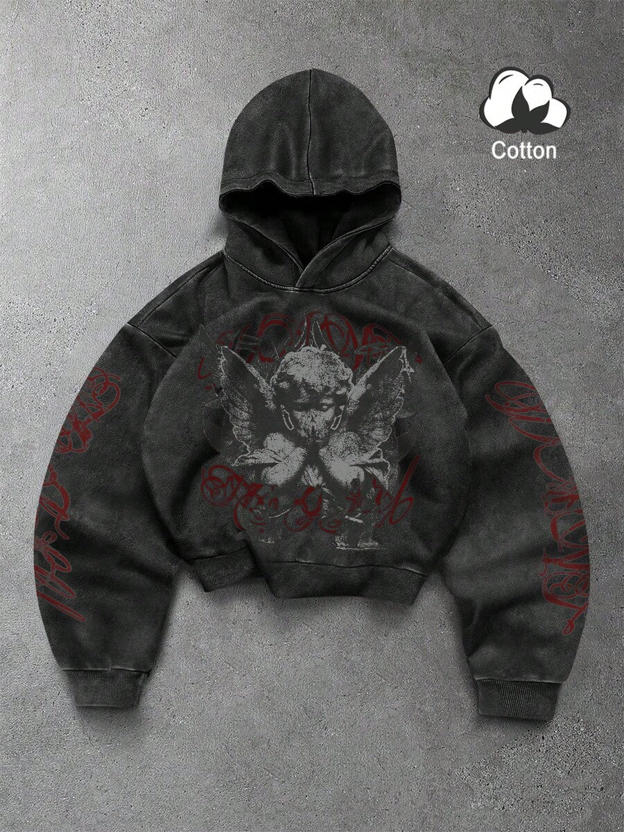 Men's Religious Slogan Graphic Hoodie