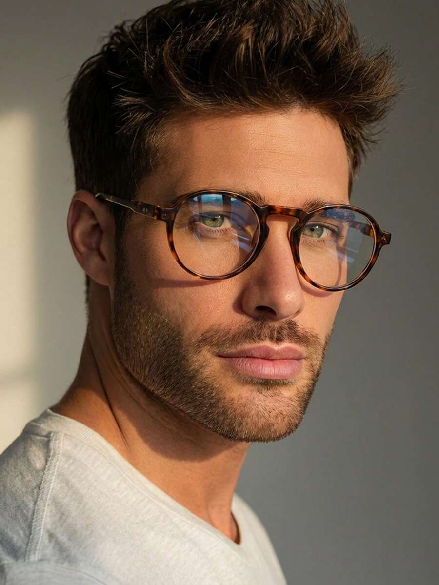 Men's Leopard Print Retro Glasses