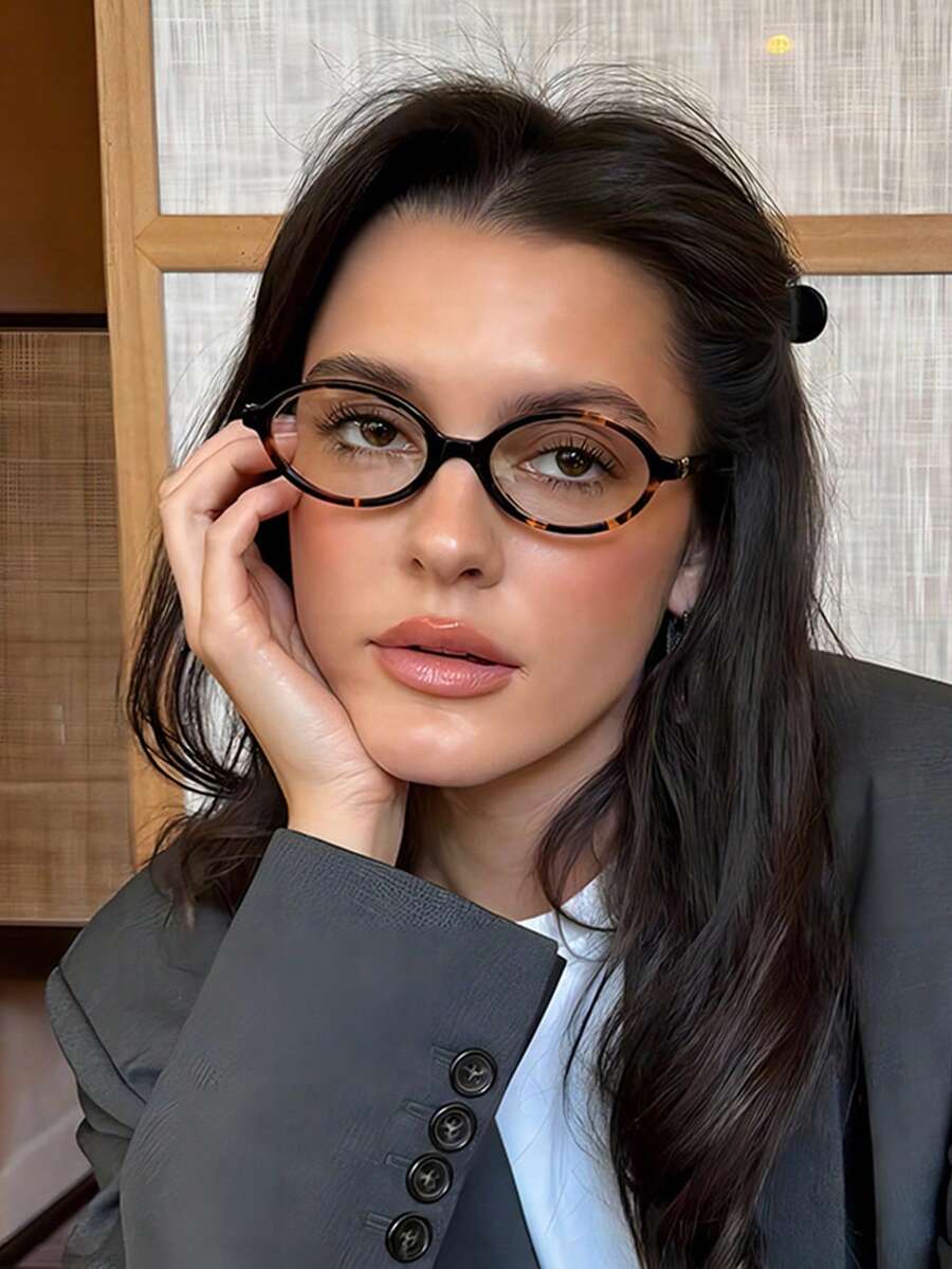 Women's Transparent Oval PC Clear Glasses