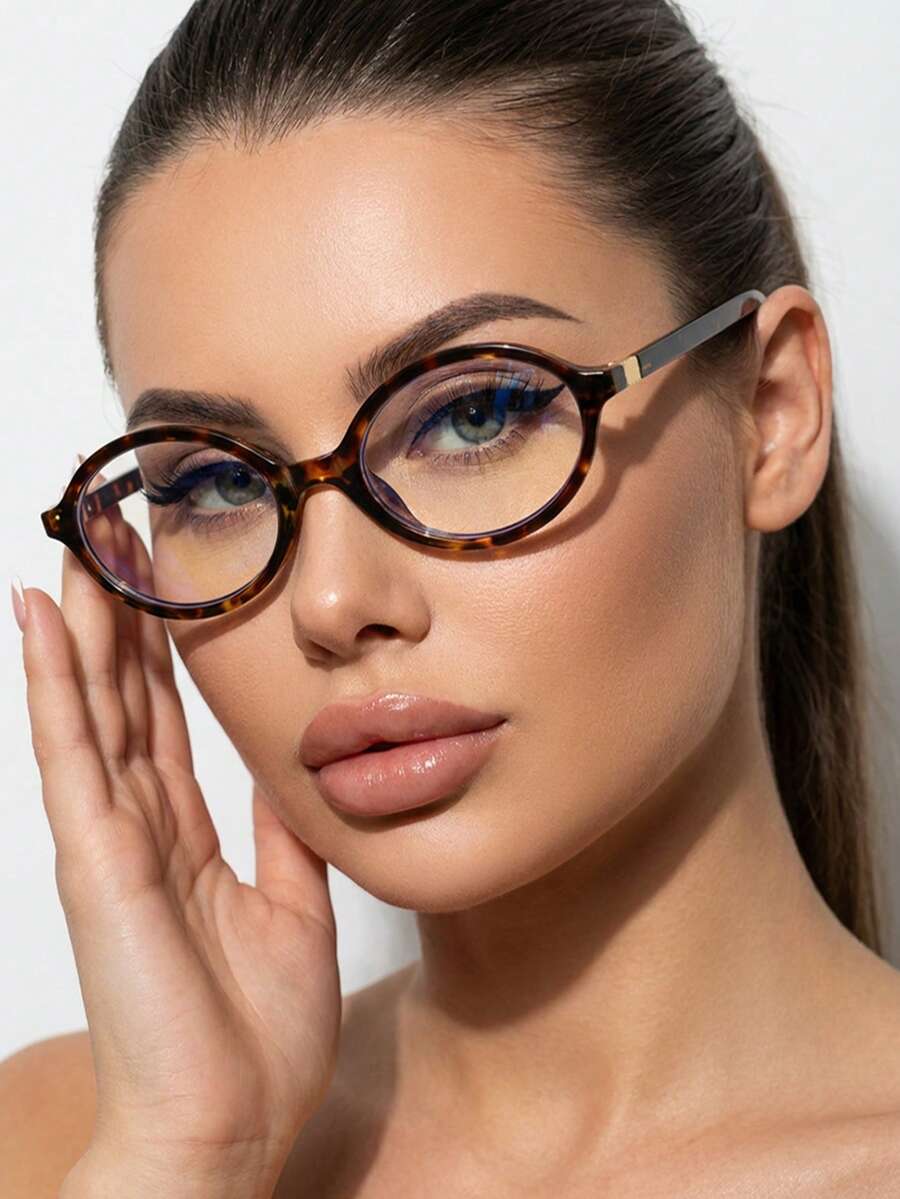 Women's Transparent Oval PC Clear Glasses