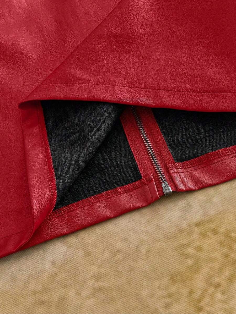 Men's Long Sleeve Casual Woven PU Leather Jacket