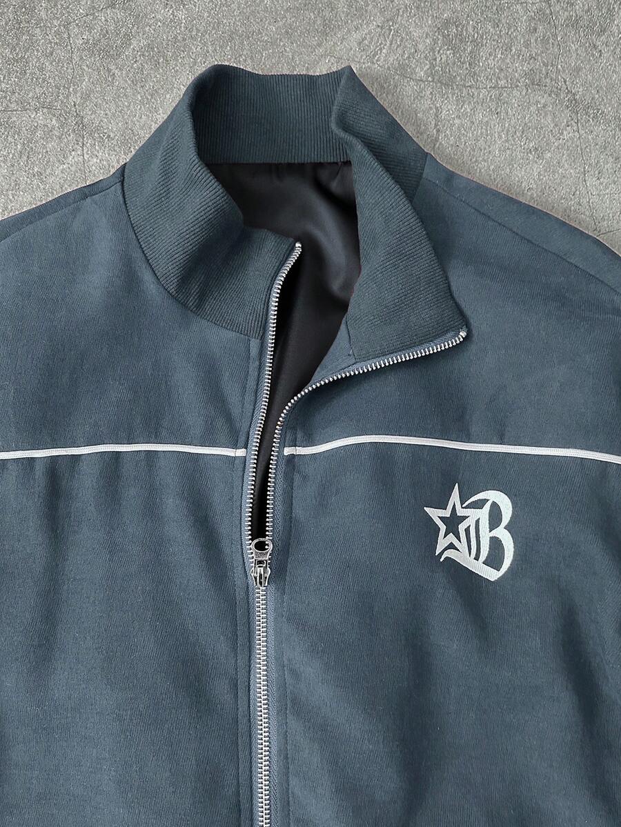 Men's 2pc Zip-Up Jacket And Drawstring Waist Long Pants Set