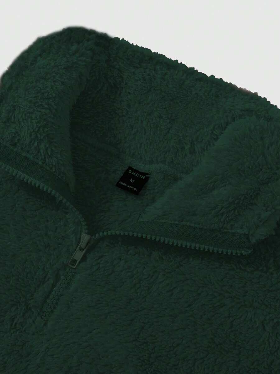 Men's Patchwork Stand Collar Half-Zip Fleece Sweatshirt