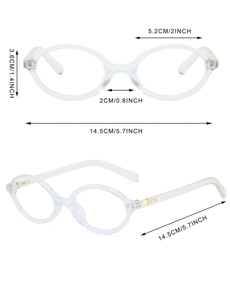 Women's Transparent Oval PC Clear Glasses
