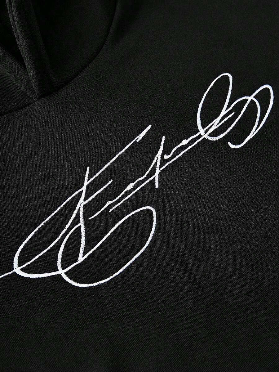 Embroidered Hoodie Wide Leg Sweatpants Set