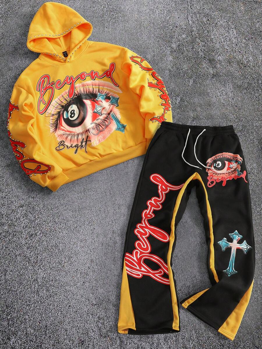 Eye Print Hoodie And Sweatpants Set