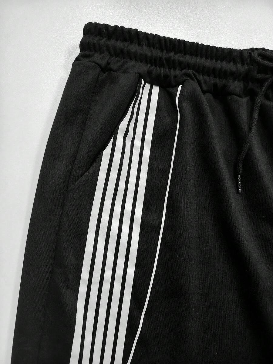 Letter Stripe T-Shirt And Pants Set