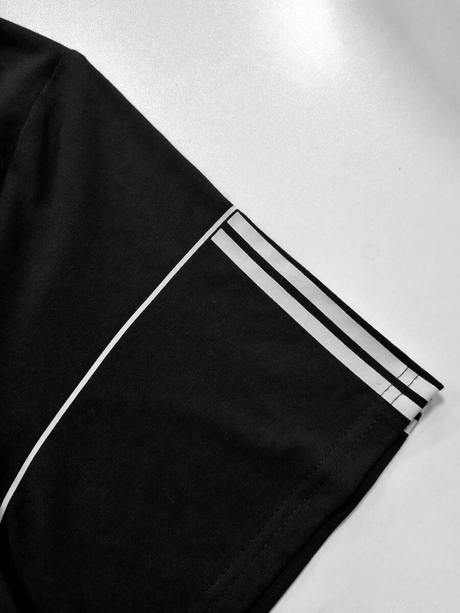 Letter Stripe T-Shirt And Pants Set