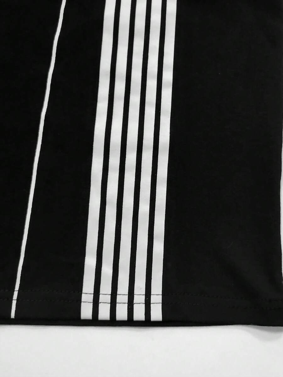 Letter Stripe T-Shirt And Pants Set