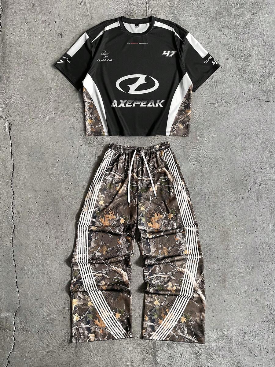 Leopard Patchwork T-Shirt And Pants Set