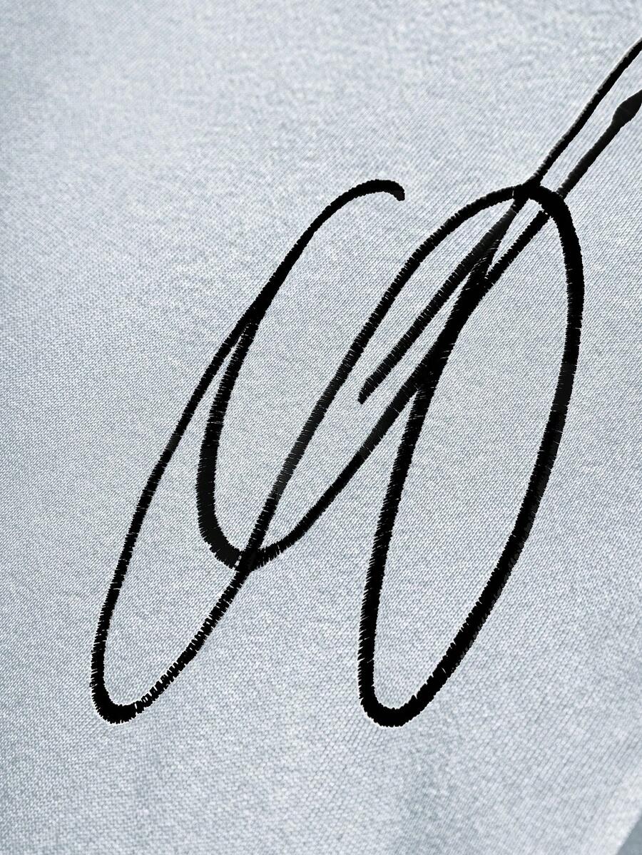 Cross Print Embroidered Hoodie Sweatshirt Set