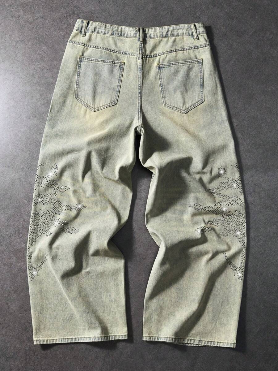 Floral Tiger Print Wide Leg Jeans