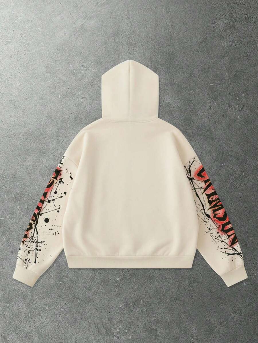 Men's Loose Fit Retro Graphic Print Hoodie