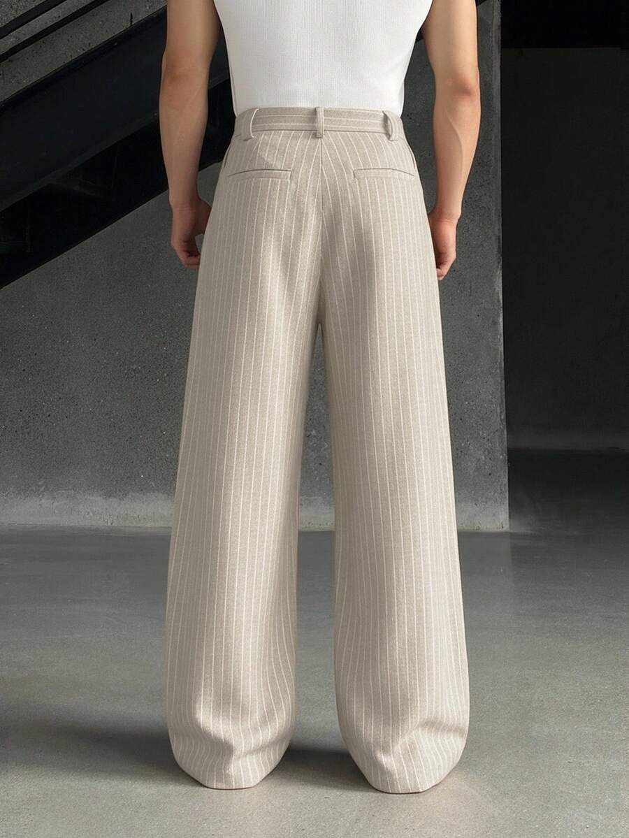 Men's Plus Size Vertical Striped Wide-Leg Pants