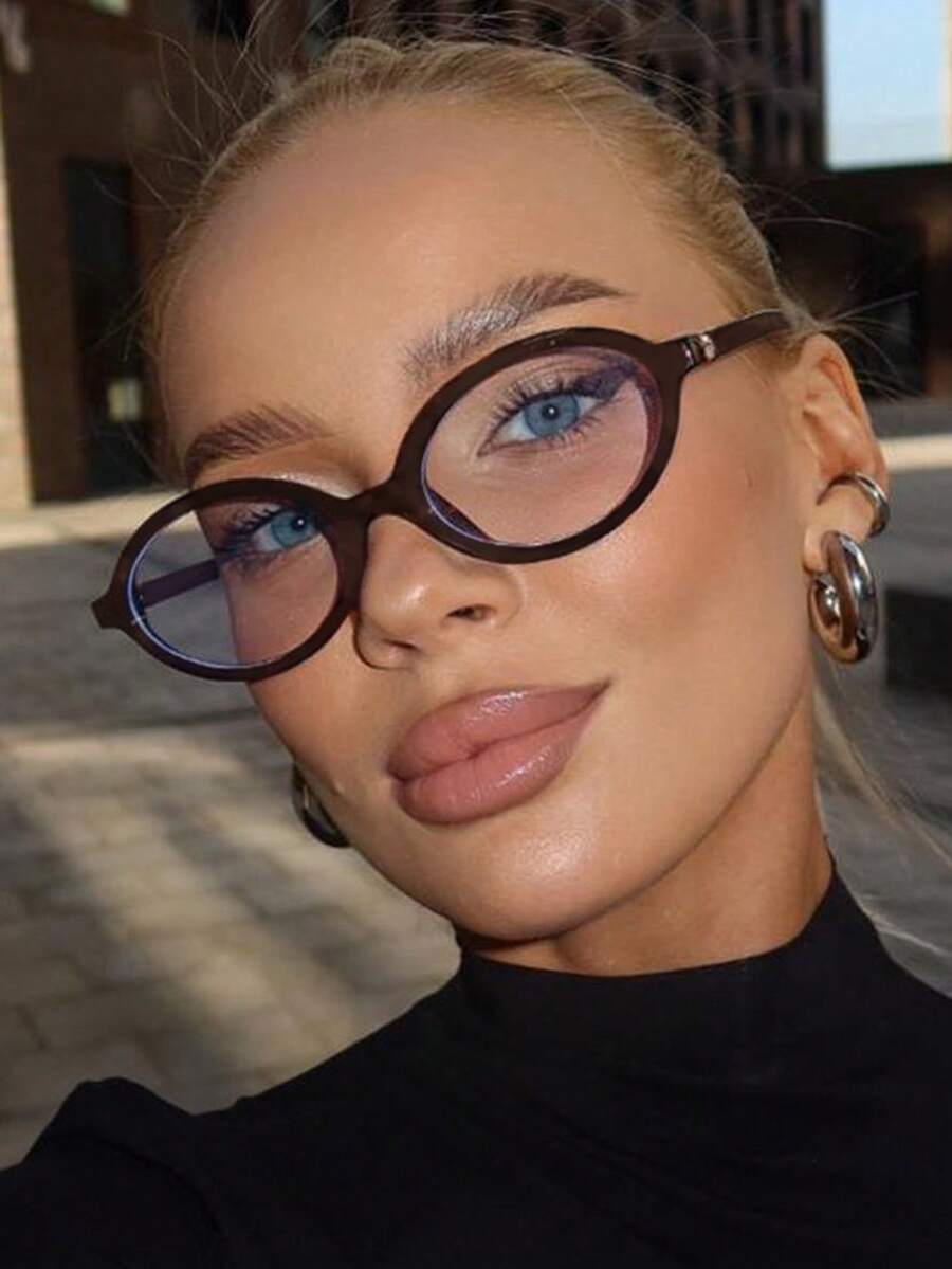 Women's Transparent Oval PC Clear Glasses