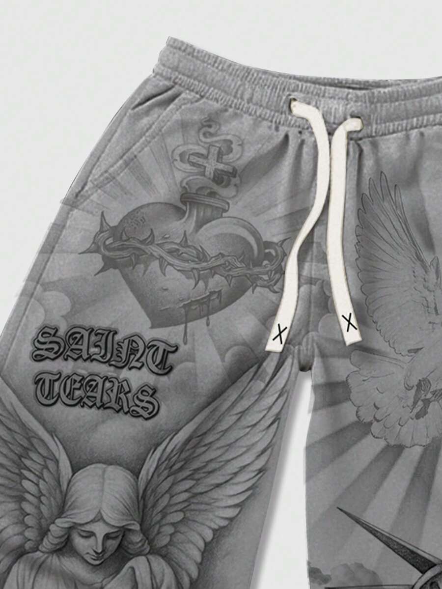 Men's Religious Character Wide-Leg Sweatpants