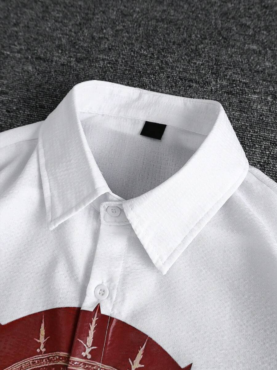 Men's Casual Long Sleeve Printed Shirt