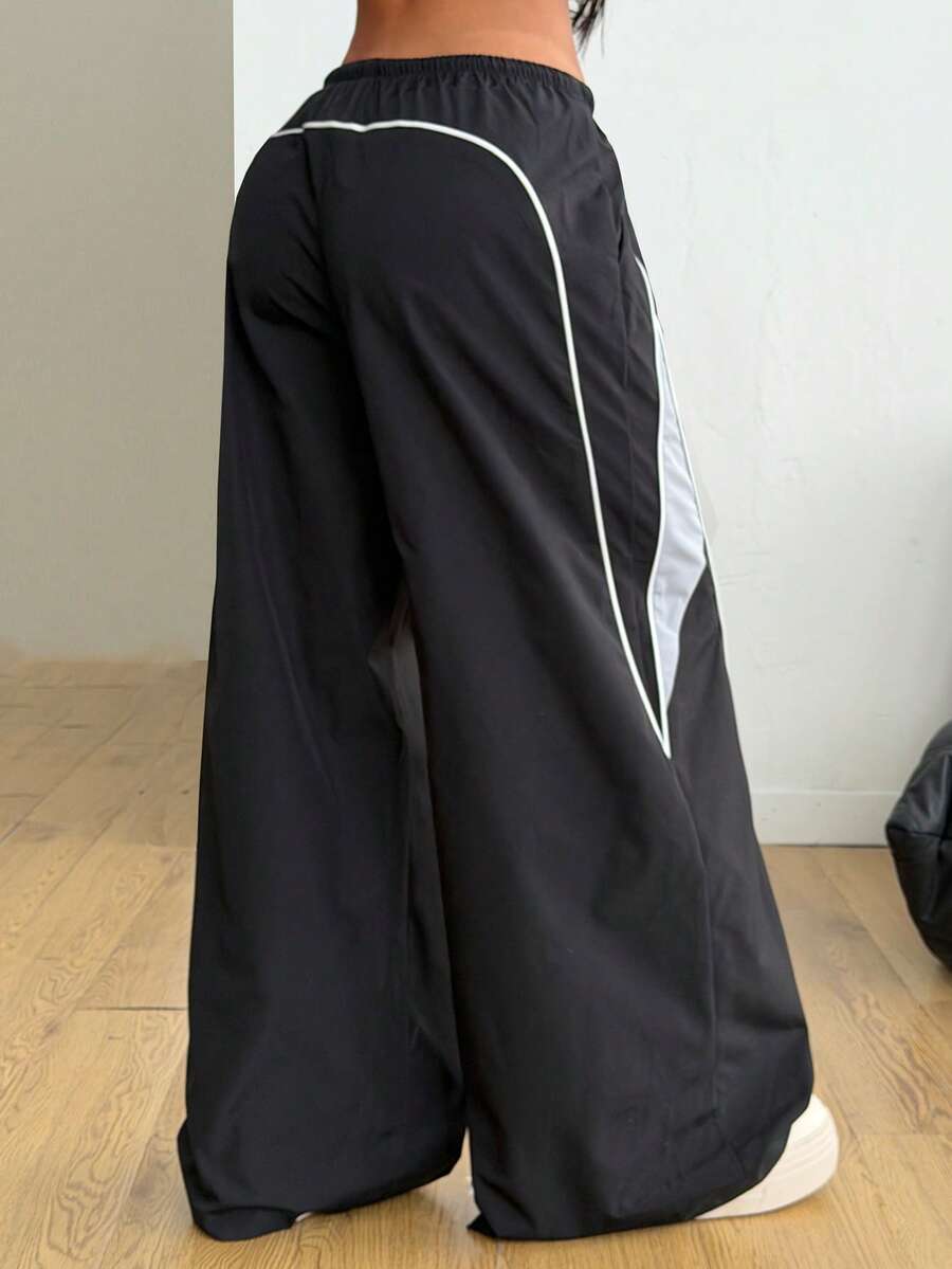 Women's Color-Blocked Cargo Parachute Pants