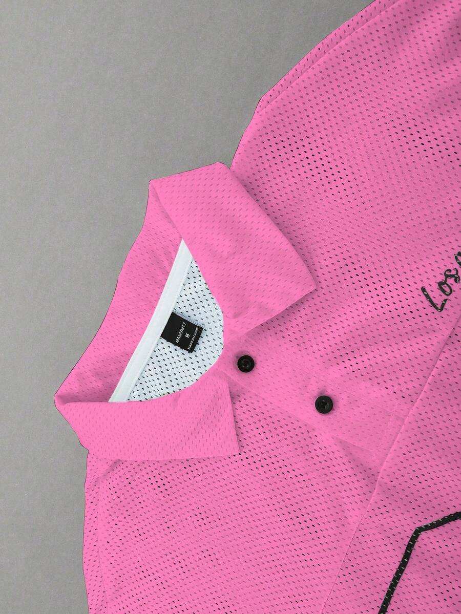 Men's Striped Long Sleeve Casual Polo Shirt