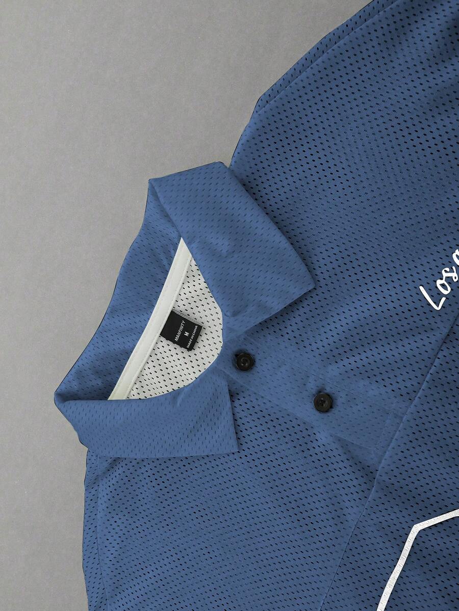 Men's Striped Long Sleeve Casual Polo Shirt