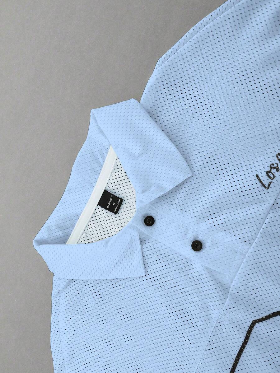 Men's Striped Long Sleeve Casual Polo Shirt