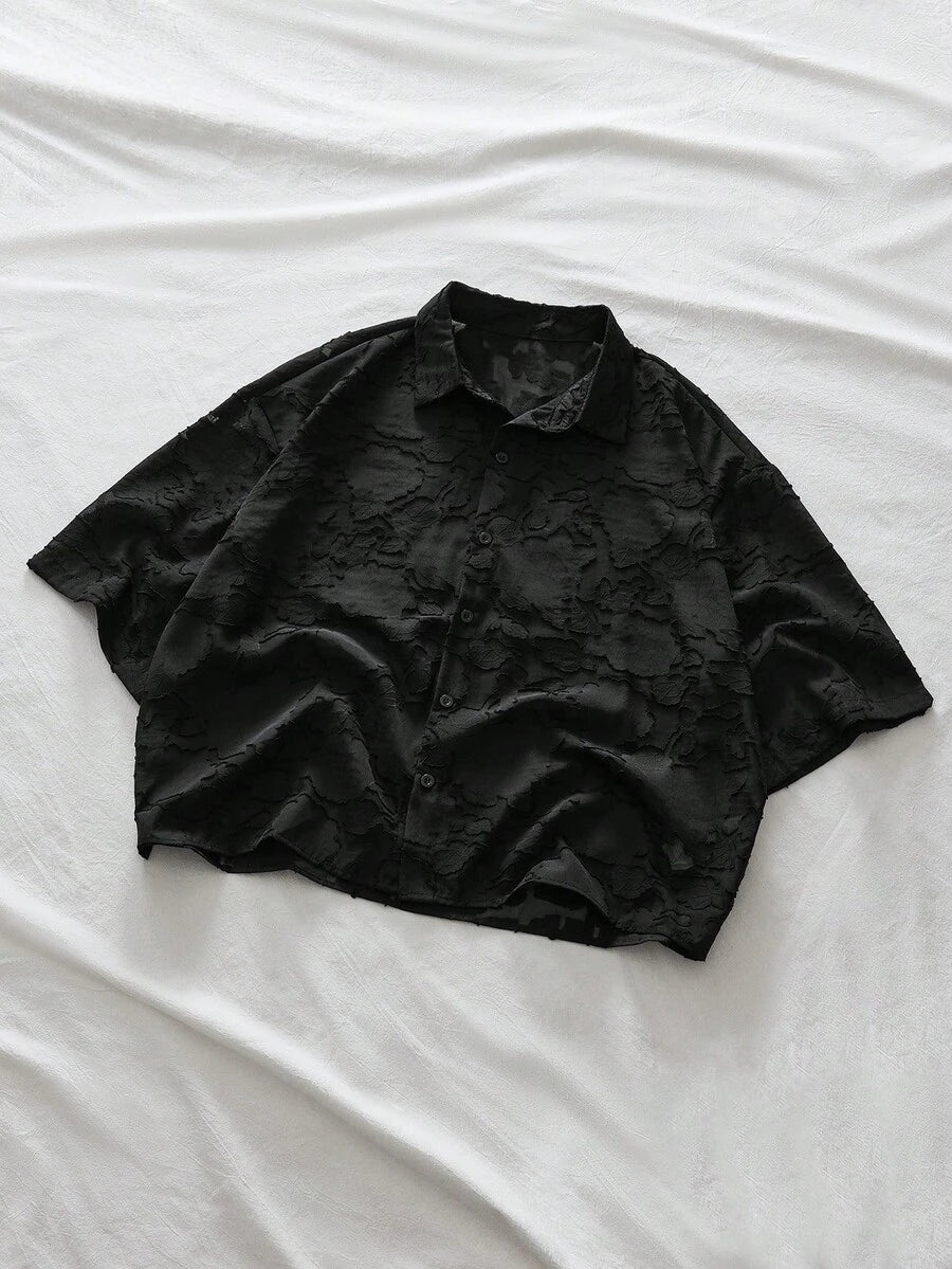 Men's Plaid Woven Short Sleeve Cropped Shirt