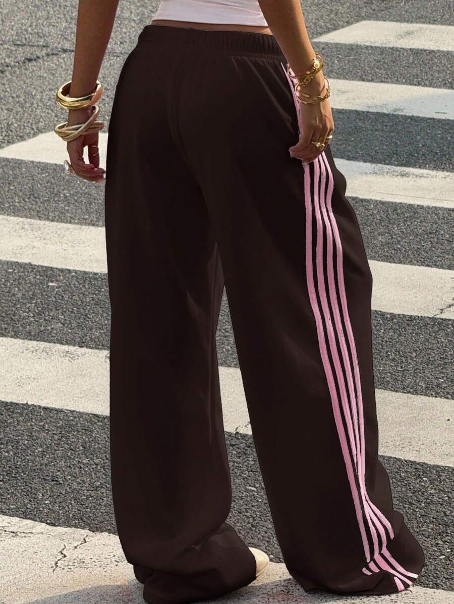 Women's Striped Knitted Wide-Leg Sweatpants